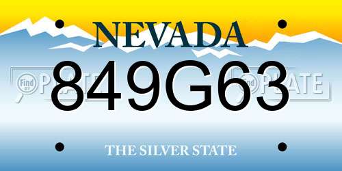 849G63 Nevada License Plate