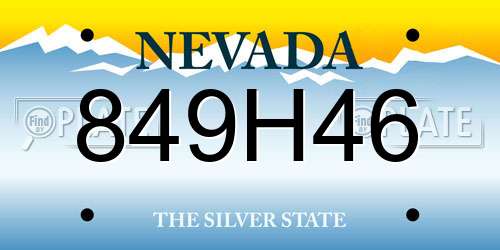 849H46 Nevada License Plate