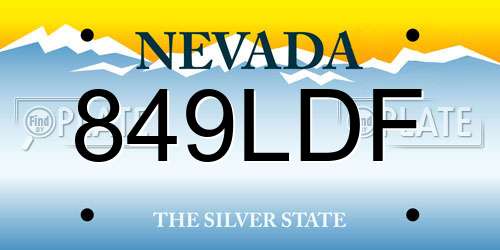 849LDF Nevada License Plate