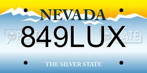 849LUX Nevada License Plate