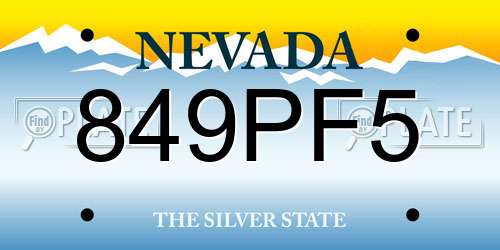 849PF5 Nevada License Plate