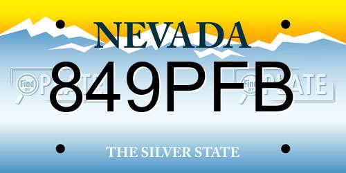 849PFB Nevada License Plate