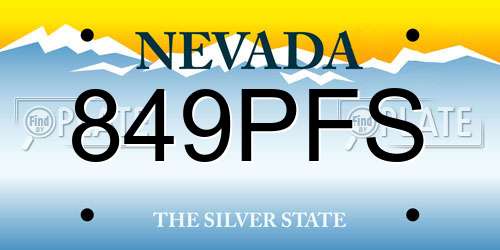 849PFS Nevada License Plate
