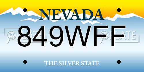 849WFF Nevada License Plate
