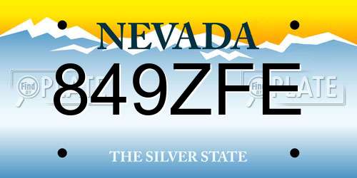 849ZFE Nevada License Plate