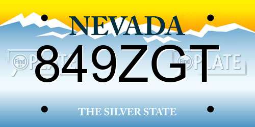 849ZGT Nevada License Plate