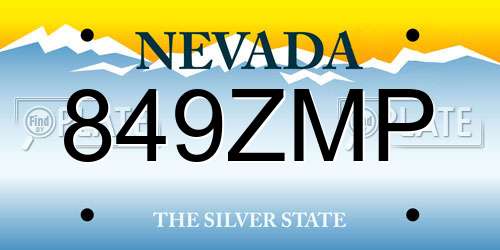 849ZMP Nevada License Plate