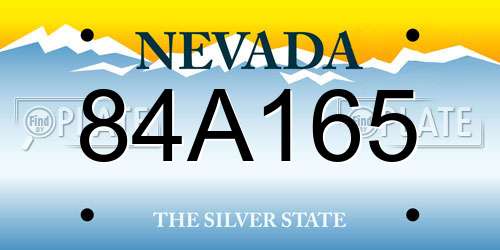 84A165 Nevada License Plate