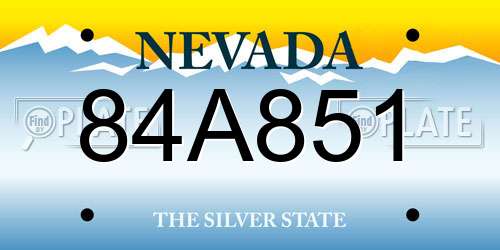 84A851 Nevada License Plate