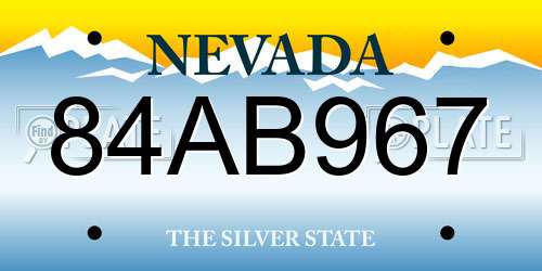 84AB967 Nevada License Plate