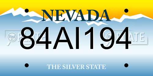 84AI194 Nevada License Plate