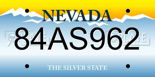 84AS962 Nevada License Plate