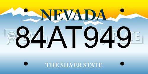 84AT949 Nevada License Plate
