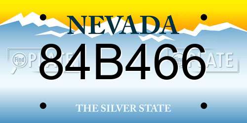 84B466 Nevada License Plate