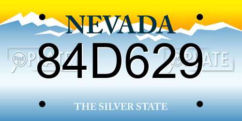 84D629 Nevada License Plate