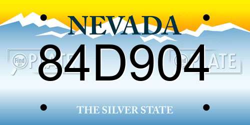 84D904 Nevada License Plate
