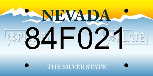84F021 Nevada License Plate