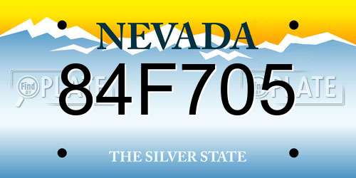 84F705 Nevada License Plate