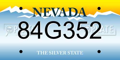 84G352 Nevada License Plate