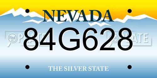 84G628 Nevada License Plate