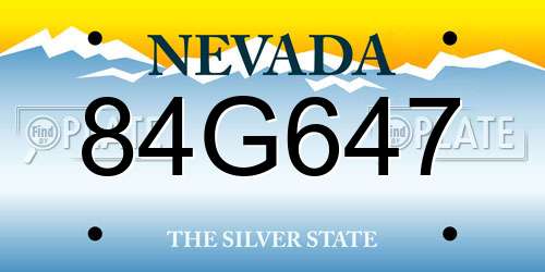 84G647 Nevada License Plate