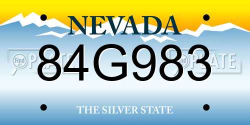 84G983 Nevada License Plate