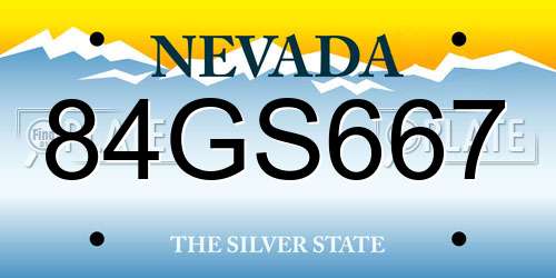 84GS667 Nevada License Plate