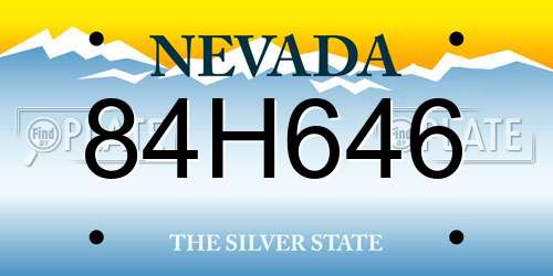 84H646 Nevada License Plate