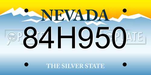 84H950 Nevada License Plate