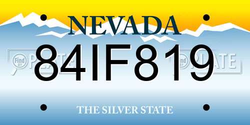 84IF819 Nevada License Plate