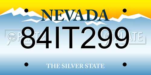 84IT299 Nevada License Plate