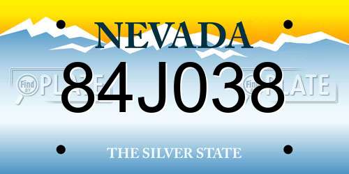 84J038 Nevada License Plate