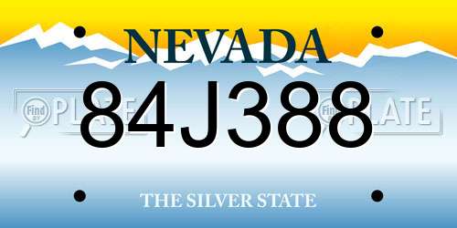 84J388 Nevada License Plate