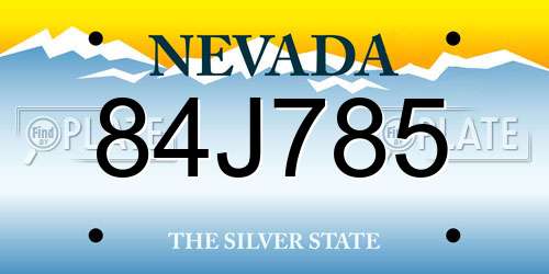 84J785 Nevada License Plate