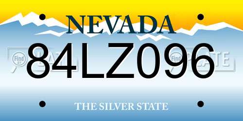 84LZ096 Nevada License Plate