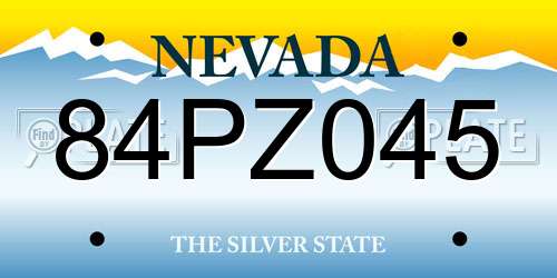 84PZ045 Nevada License Plate