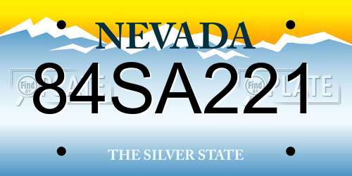 84SA221 Nevada License Plate