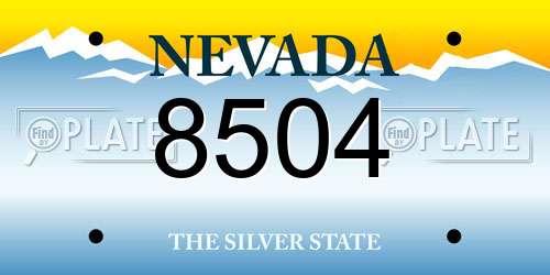 8504 Nevada License Plate