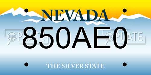 850AE0 Nevada License Plate