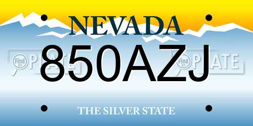 850AZJ Nevada License Plate