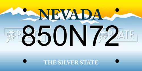 850N72 Nevada License Plate