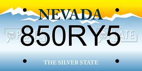 850RY5 Nevada License Plate