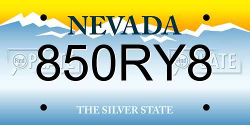 850RY8 Nevada License Plate