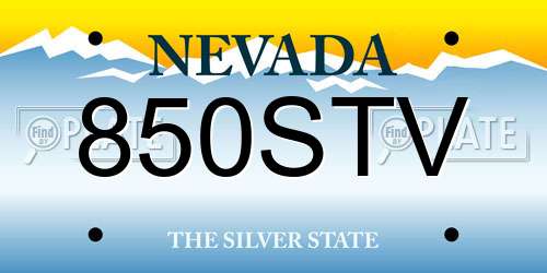 850STV Nevada License Plate
