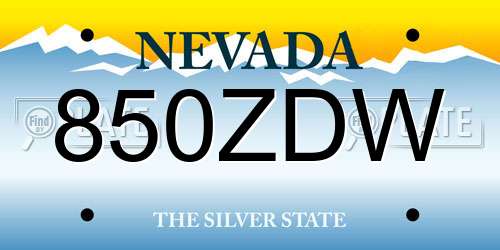 850ZDW Nevada License Plate