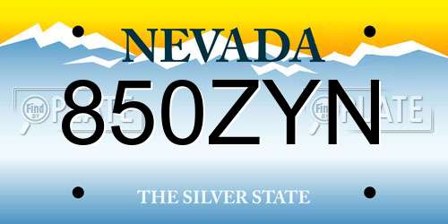850ZYN Nevada License Plate