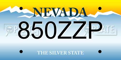 850ZZP Nevada License Plate