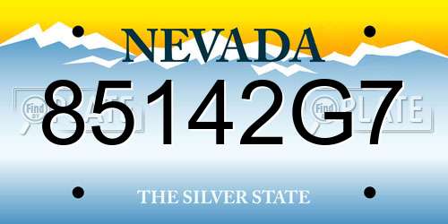 85142G7 Nevada License Plate