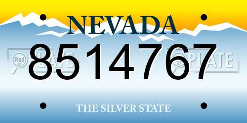 8514767 Nevada License Plate