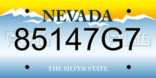 85147G7 Nevada License Plate